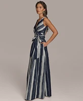 Donna Karan New York Women's Striped Belted Gown