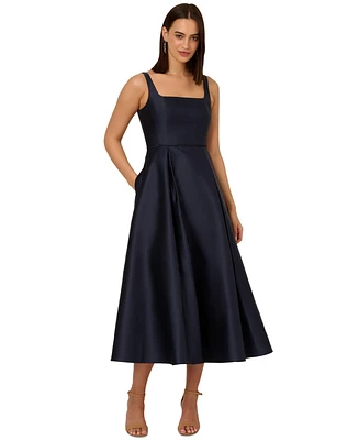 Adrianna Papell Petite Square-Neck Sleeveless Midi Dress