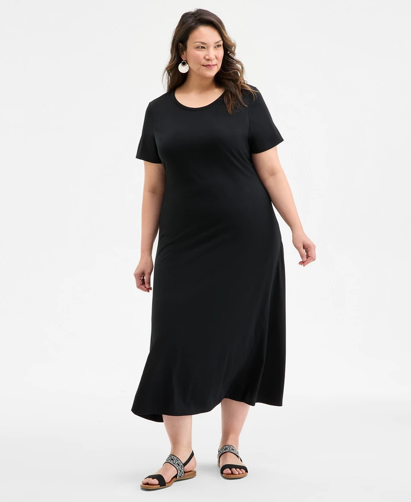 Style & Co Plus Solid Short-Sleeve Maxi Dress, Exclusively at Macy's