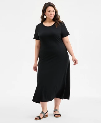 Style & Co Plus Solid Short-Sleeve Maxi Dress, Exclusively at Macy's