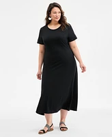 Style & Co Plus Solid Short-Sleeve Maxi Dress, Exclusively at Macy's