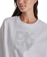 Dkny Sport Women's Studded Logo Fleece Crewneck Sweatshirt