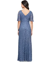 Alex Evenings Women's Sequinned-Lace Cold-Shoulder Gown