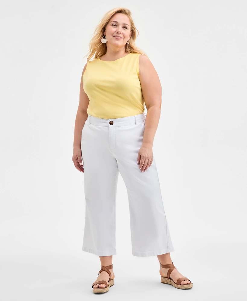 Style & Co Plus Wide-Leg Cropped Pants, Exclusively at Macy's