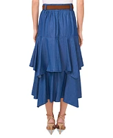 CeCe Women's Cotton Tiered Denim Midi Skirt