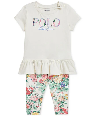 Polo Ralph Lauren Baby Ruffled Tee & Floral Leggings Set