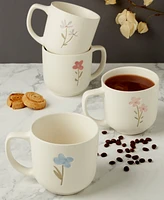 Haven Assorted Floral Stoneware Mugs, Set of 4