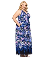 Betsy & Adam Plus Floral-Print Sleeveless Jumpsuit