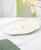 Haven 14" Scallop Floral Stoneware Serving Platter