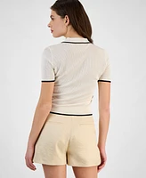 Guess Women's Contrast-Tipped Short-Sleeve Polo Top