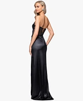 Blondie Nites Juniors' Satin Illusion-Corset Gown