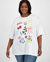 Grayson Threads, The Label Trendy Plus Floral & Ribbon Graphic T-Shirt