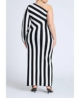 Eloquii Women's Plus Striped Maxi Dress