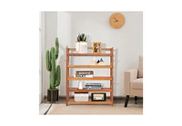 5-Tier Acacia Wood Shoe Rack with Side Metal Hooks