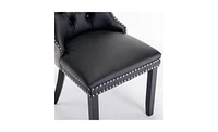 Slickblue Furniture,Modern, High-end Tufted Solid Wood Contemporary Pu and Velvet Upholstered Dining Chair with Legs Nailhead Trim 2-Pcs Set
