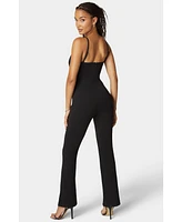 Bebe Women's Twist Front Wide Leg Jumpsuit