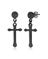 Stainless Steel Polished Cross Earrings