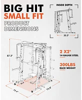 Er Kang Smith Machine with Pec Dec, 2000LBS Squat Rack Chest Fly Machine with Cable System, Workout Weight Cage with Weight Bench, 230LBS Plates, Spot