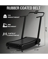 Er Kang Premium Portable Curved Manual Treadmill, Motorless Treadmill for Marathon, Air Running with Digital Monitor, Handlebar and Non-Slip Belt, Tre