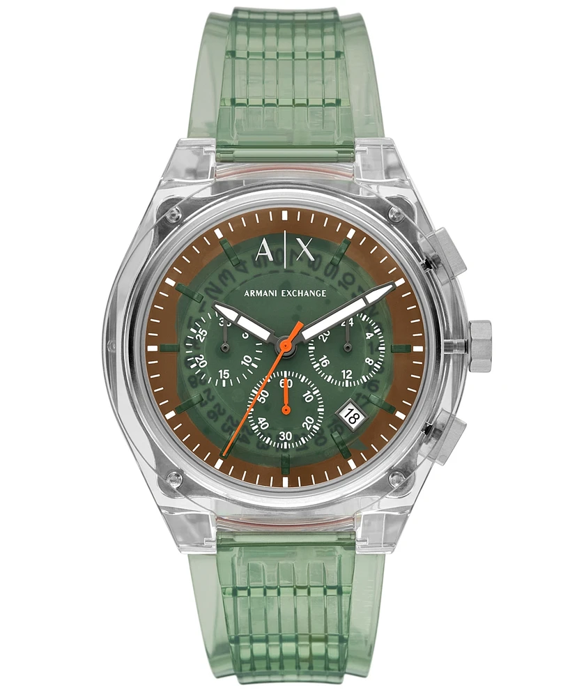 A|X Armani Exchange Men's Quartz Chronograph Green Polyurethane Watch, 44mm