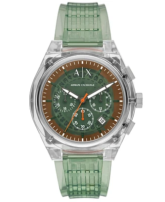 A|X Armani Exchange Men's Quartz Chronograph Green Polyurethane Watch, 44mm
