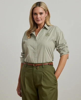 Lauren Ralph Plus Relaxed-Fit Striped Broadcloth Shirt