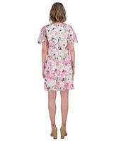 Jessica Howard Petite Floral-Print Bubble-Sleeve Dress