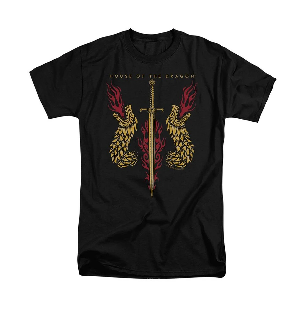 House Of The Dragon Mens Sword And Heads Short Sleeve Adult Tall Tee / T-Shirt