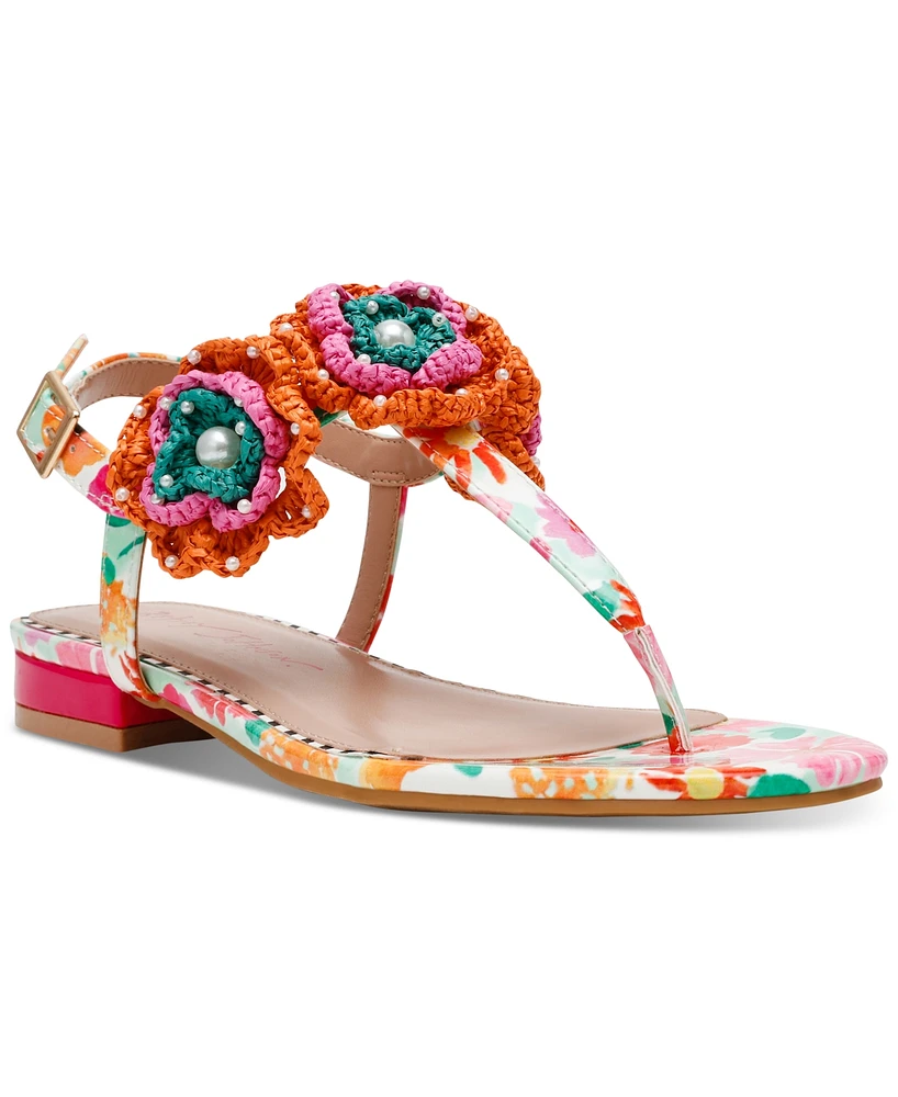 Betsey Johnson Women's Cindii Crochet Thong Slide Sandals