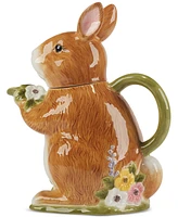 Certified International Easter Meadow 3-d Bunny Teapot