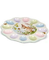 Certified International Easter Meadow Round Deviled Egg Plate