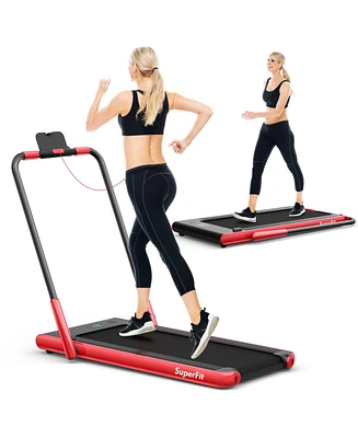 Kuyotq 2.25 Hp 2-in-1 Folding Walking Pad Treadmill with Remote Control and Led Display