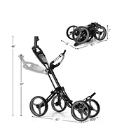 Kuyotq 4 Wheels Golf Push Cart with Brake Scoreboard Adjustable Handle
