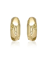 14K Gold Plated Geometric Gold Nugget C-Hoop Earrings