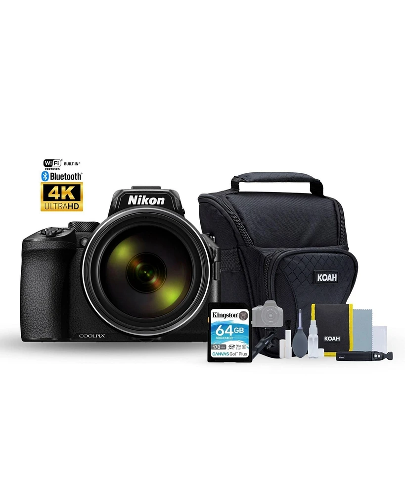 Nikon Coolpix P950 Digital Camera (Black) with 64GB Sd Card and Camera Case and Accessory Bundle