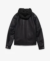 Xray Boys Hooded Moto Pu Leather Jacket With Lining