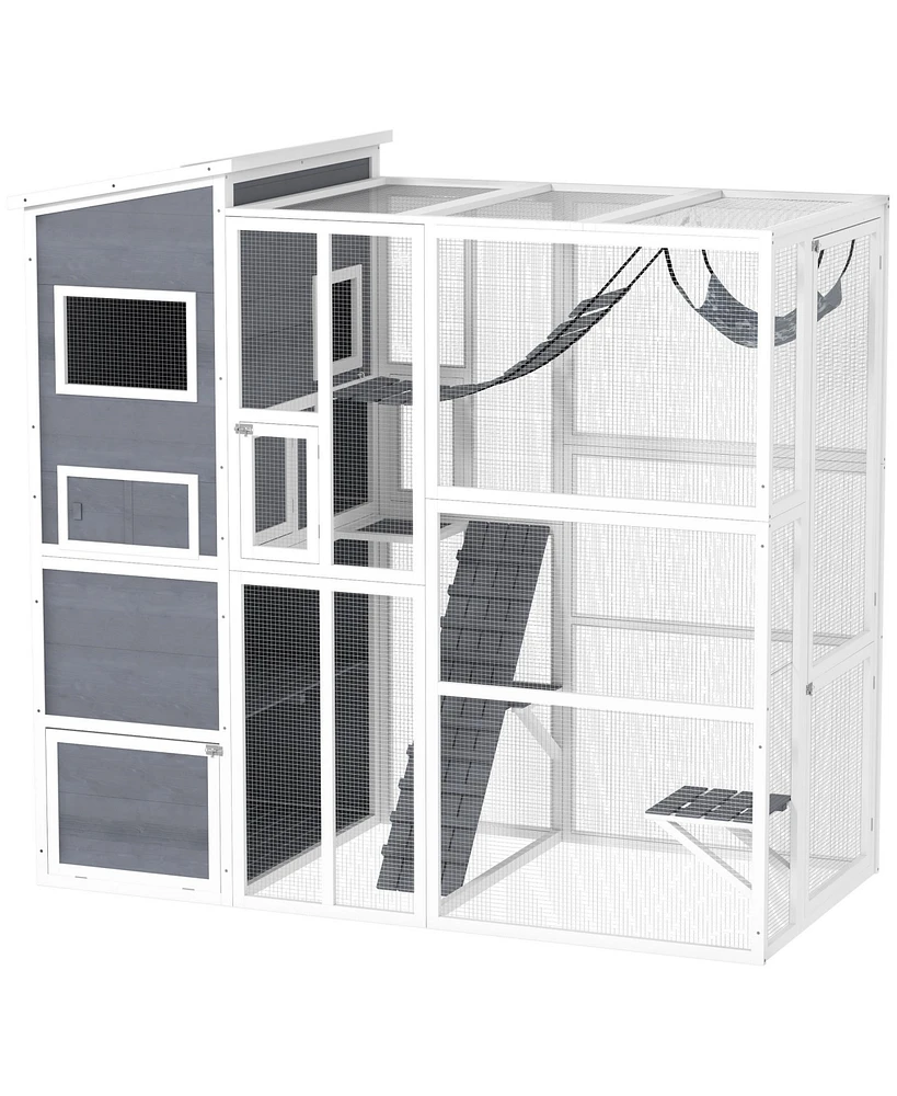 PawHut Large Catio Outdoor Cat Enclosure for 2-3 Cats 76" x 36" x 68"