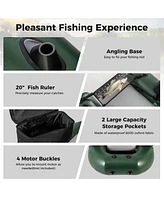 Kuyotq Inflatable Fishing Float Tube for Angling with Fish Ruler and Angling Base