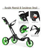 Folding Golf Push Cart with Scoreboard Adjustable Handle Swivel Wheel