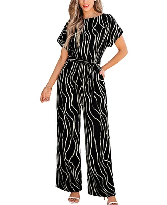 Women's Abstract Dot Wide Leg Jumpsuit