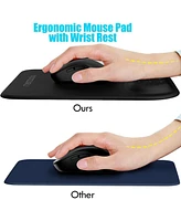 memzuoix Black Ergonomic Mouse Pad with Wrist Rest Support,Premium Memory Foam Cushioning for Pain Relief, Non-Slip Pu Base for Stable Smooth Control