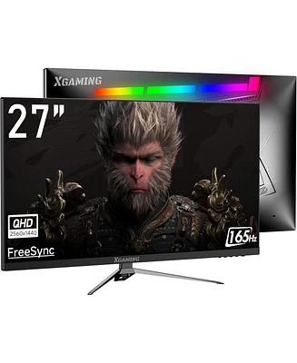 memzuoix 27-Inch Qhd Gaming Monitor 165Hz, Ips Pc Monitor with Rainbow Lights, 1ms, 99% sRGB, FreeSync G-Sync Compatible, Eye Care, Vesa Mountable, Hd