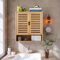 Unho Bathroom Wall Cabinet: Bamboo Wood Kitchen Wall Mounted Medicine Cabinet with 3 Shelves