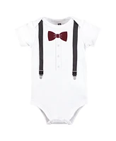 Hudson Baby Boys Cotton Bodysuit, Pant and Shoe Set, Burgundy Black Bow Tie, 9-12 Months