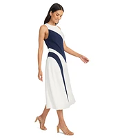 Maggy London Women's Colorblocked Sleeveless Midi Dress