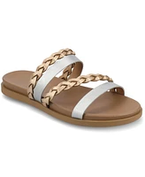 Journee Collection Women's Colette Braided Strappy Open Toe Flat Sandals