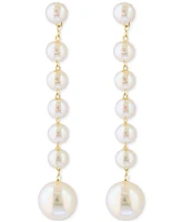 Effy Cultured Freshwater Pearl (3-1/2 & 6-1/2mm) Linear Drop Earrings in 14k Gold