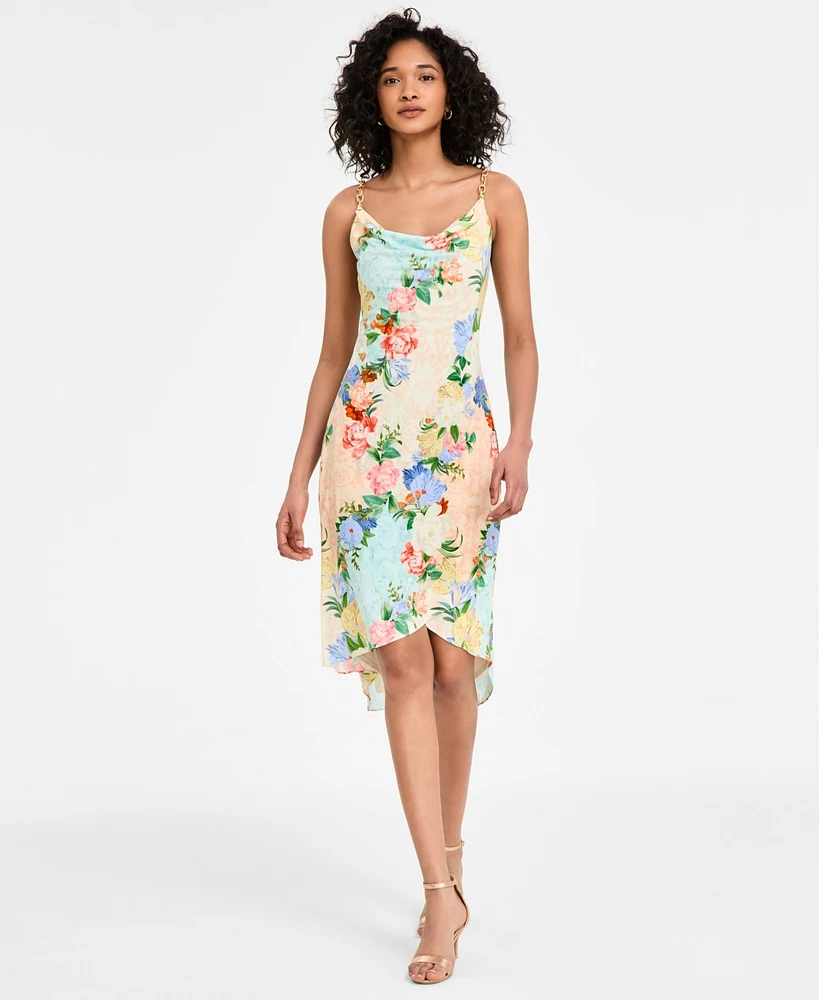 Siena Women's Printed Cowl Neck Sleeveless Sheath Dress