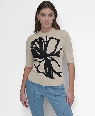 Dkny Women's Graffiti Floral Jacquard Sweater
