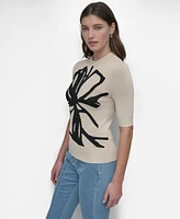 Dkny Women's Graffiti Floral Jacquard Sweater